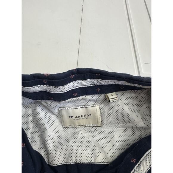 7 Diamonds Shirt Mens Blue Geometric Red Floral Button Up Size Large L - Picture 3 of 5